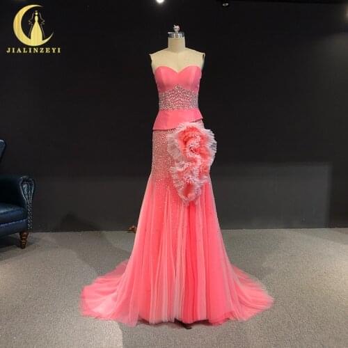 Rhine real Pictures One Shoulder Stain Mermaid With Beads вечернее платье 2021 vestidos de noite платье evening dresses
