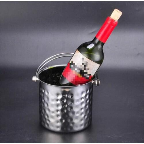 Thickened stainless steel ice bucket with water separator portable