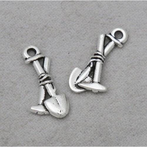 RAINXTAR Fashion Vintage Alloy Shovel and Pickaxe Garden Farm Tool Charms For Farmer 10*19mm 100pcs AAC1234