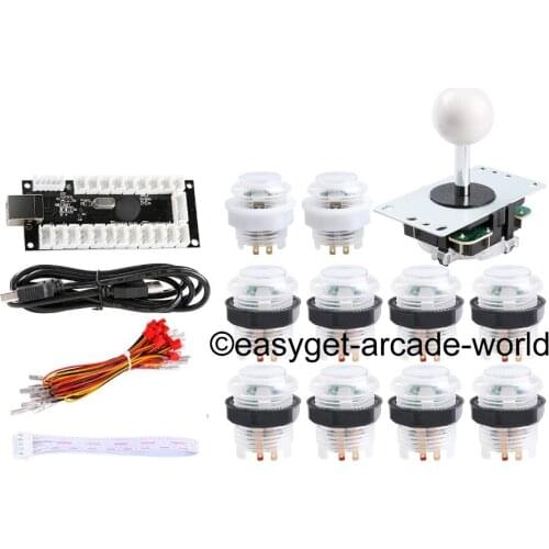 Reyann Arcade DIY Kits Parts USB Encoder + 4/8 Way Joystick + 10 X 5V LED Illuminated Push Button For MAME Games & Raspberry Pi