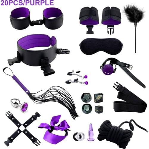 SM Sexy Erotic Suit Adult Sex Toys Goods Leather Handcuff Bondage Kit Suit Ball Whip Kit Bondage Set Couple Foe Fun Games