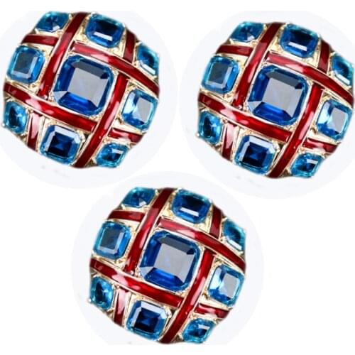 SUQI Antique Gold Red Enamel halfsphere Jewellery Inlaid Metal Unisex Brooches Lapel Pins Suit Coat jewelry Decoration accession