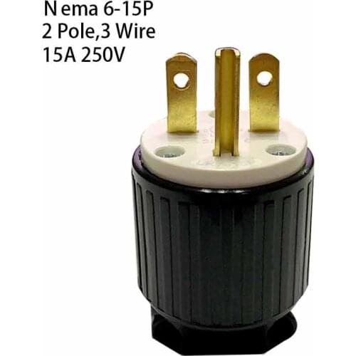 US Nema 6-15P Anti-drop Industrial Equipment Groungding Locking Plug Connector plug with Power Cable Cord 15A 250V