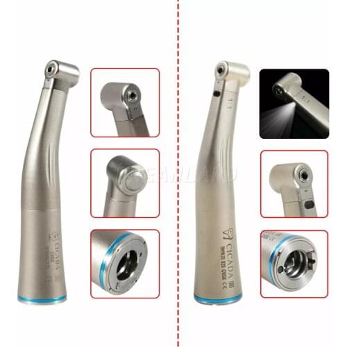1:1 Fiber Optic No LED/LED Contra Angle Handpiece Dental Low Speed Inner Water Spray Push Button Fit NSK Kavo CICADA
