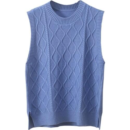 Ladies Clothes Knitted Sleeveless Daily O-Neck Casual Fall Candy Colors Sweater Vest Women Simple Popular Korean Style Oversized