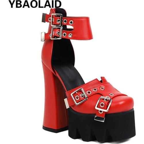 Square Head Metal Rivet Belt Buckle Thick-soled Thick High-heeled Womens Shoes New Sexy Waterproof Tai Hollow Roman Sandals