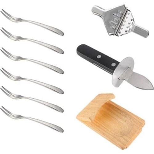 1 Set/9Pcs Oyster Cutter Seafood Shell Shucking Opener Oyster Shucker with Forks