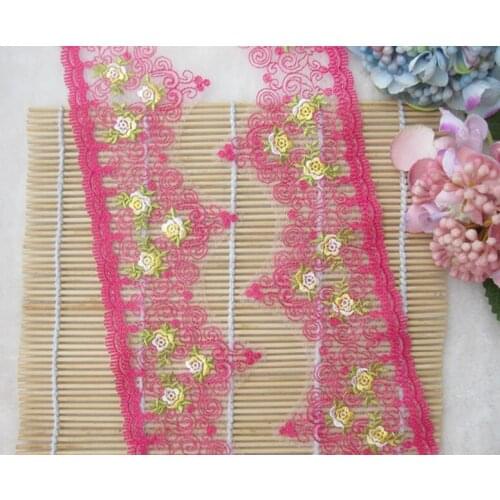 10Yds Lace Fabric 8cm Width Yellow Flowers Embroidered Ribbons Clothing Wedding Dress Decoration Sewing Accessories 2021