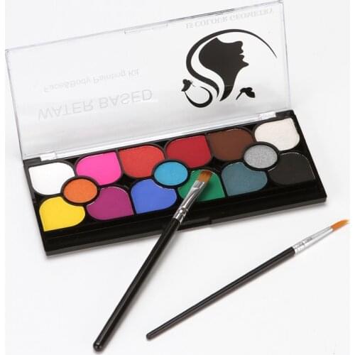 15 Colors Face Paint Kit with 2 Brushes Washable Face Body Painting Palette Safe Non-Toxic Hypoallergenic Facepaint Art Supplies