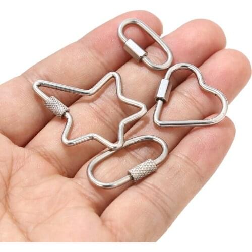 2pcs/lot Stainless Steel 3 Shape Locking Carabiner Heavy Duty Repair Link Pets Keychain for Outdoor Traveling Equipment