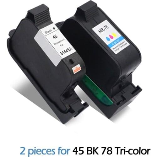 2pcs Compatible Ink Cartridges For HP 45 78 deskjet 1220c 3820 3822 6122 6127 920c 932c 940c 950c printers For HP45 For HP78
