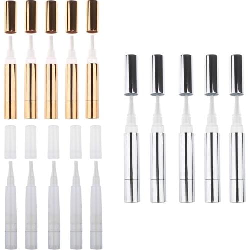 3 Colors 5pcs 5ml Clear Empty Twist Pen Cosmetic Cuticle Oil Container Liquid Lip Gloss Nail Polish Tube Uses For Fill Lip Gloss