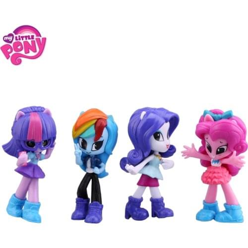 4Pcs/Set My Little Pony Friendship Is Magic Fashion Girl 8cm Cartoon Anime Figures Model Rainbow Unicorn Dolls Kids Xmas Gift