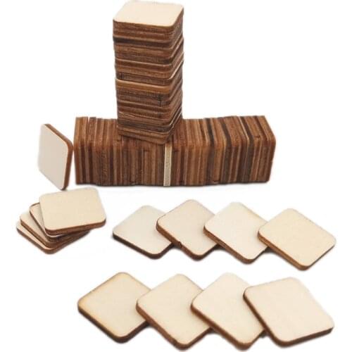 50pcs 20mm 0.78inch Blank Wood Squares Wood Pieces Unfinished Round Corner Square Wooden Cutouts for DIY Arts Craft Project
