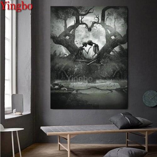 5d Diamond Painting Skull couple Cross Stitch Diamond Embroidery Full Drill Display Diamond Mosaic Kit Halloween Decoration