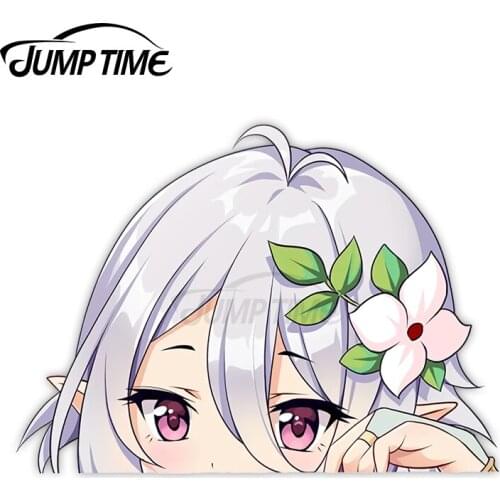 JumpTime 13 x 12.6cm Cartoon Kokkoro Peeker Car Sticker VAN Personality Laptop Decal Camper Silhouette Windows JDM Assessoires