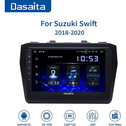 Dasaita 9" IPS Radio Player 1Din Car Stereo Android10.0 for Suzuki Swift Ertiga GPS 2018 Navigation Bluetooth TDA7850 MAX10