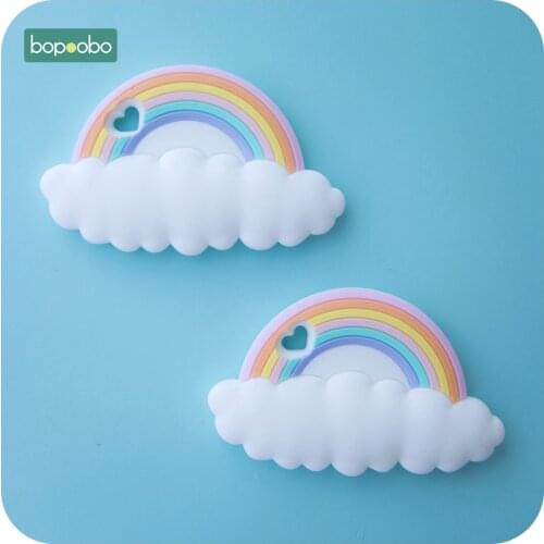 Bopoobo 1PC Baby Teethers Silicone Rainbow Chewable BPA Free Rodent Teething Tiny Rod Food Grade Silicone Teether Baby Products