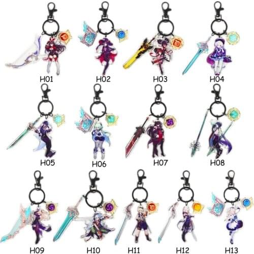 Genshin Impact Keychain Man Game Acrylic Key Chain Women Key Holder Couples Keyring Cartoon Key Ring Pendant Porte Clef Project