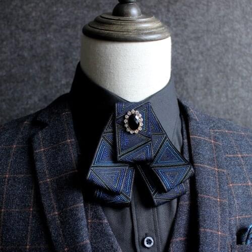 British Mens Shirt Ribbon Bow Tie Cravat Personality Men Wedding Suit Party Alloy Bling Crystal Necktie Luxury Top Bowtie