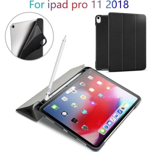 For Ipad Pro 11 2018 Case with Pencil Holder, Smart Soft TPU Funda for Ipad Pro 11 inch 2018 Capa Auto Sleep