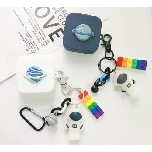 For Xiaomi Mi Air 2 SE Case Cartoon Key Hook Silicone Protective Case For Xiaomi Air 2SE Wireless Bluetooth Earphone Cover