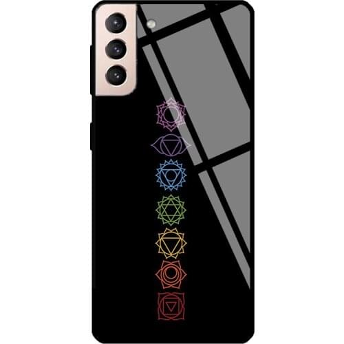 Zen Rainbow Chakras Aligned Yoga Tempered Glass Cover For Samsung Galaxy S21 Ultra S20 FE S8 S9 S10 Plus Note 10 20 Case