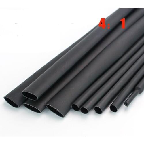 Black 4:1 Dual Wall Heat Shrink Tube 4mm 6mm 8mm 12mm 16mm Adhesive Lined with Glue Tubing Wire Cable Insulation Sleeving