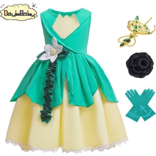 DAYLEBABY ropa disne niña Tiana Costume Princess Twirl Party Dress Princess and the Frog Dress Twirly Tiana Birthday Dress