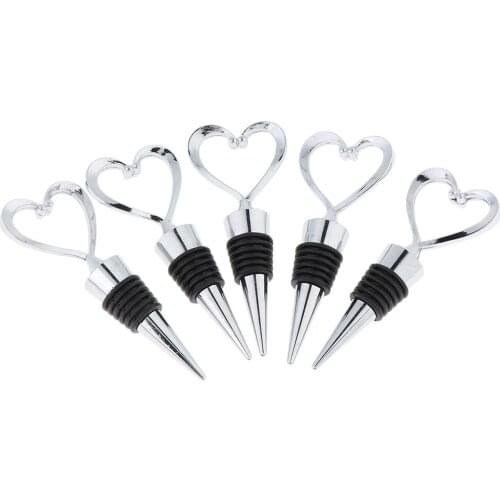 Count 5 Decorative Heart Wine Stoppers Great For Wedding Valentines Day