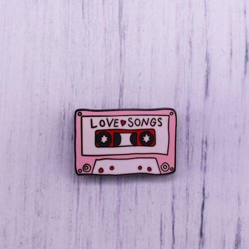 Love Songs Tape Enamel Pin pink Rectangle Brooch For Collection Badge