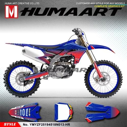 HUMAART Race Bike Graphics Custom Sticker Kit for YZ450F YZ250F YZ250FX YZF250 YZF450 2018 2019 2020 2021, Blue Red