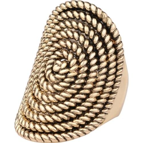 Charms Oval Vintage Punk Rock Rings for Women Ancient Gold Plating Midi Rotating Decorative Pattern Lucky Gift Women Jewelry