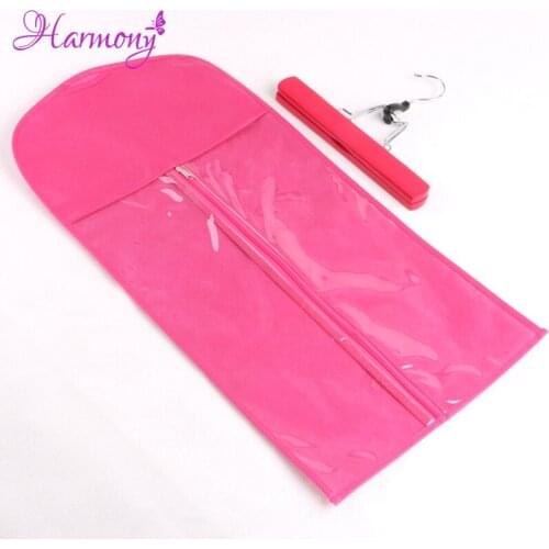 2sets Pink Color Hair Extensions Storage Bag Carrier Suit Case Bag with Hanger For Packing Hair Weft and Clip in Hair Extensions