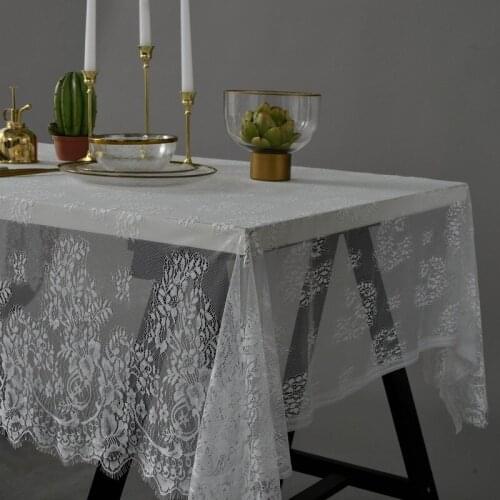 American Rural lace tablecloth black white napkin tea table eyelash coffee shop Book tablecloth crochet lace tablecloth