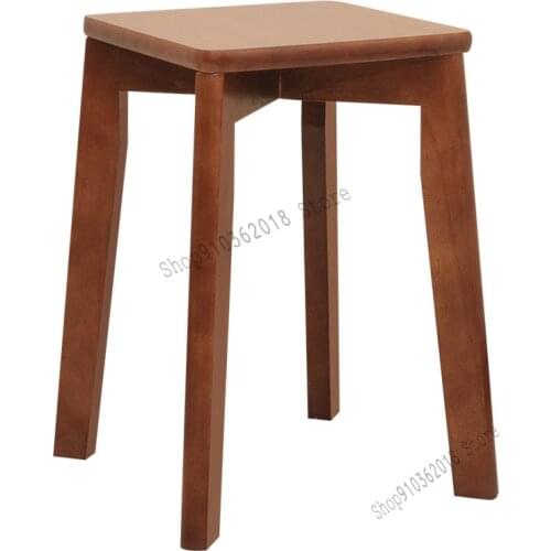 Square Stool Solid Wood Low Stool Dining Table Stool Household Simple Makeup Stool Nordic Stackable Storage Walnut Furniture