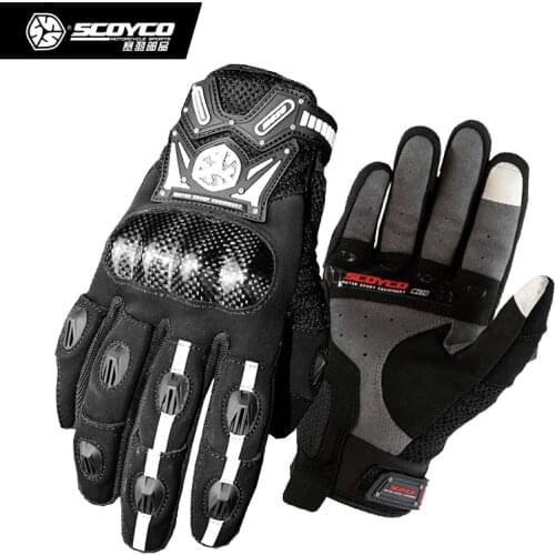 Scoyco MC20 Touch Screen Motocicleta Full finger Gloves Motorcycle Gloves Carbon Fiber Motorbike Guantes Luvas Protective