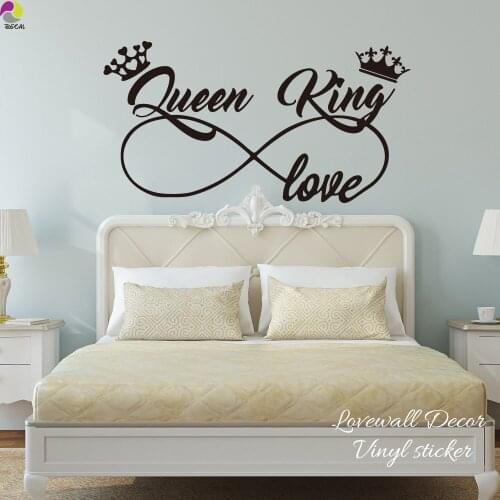 King and Queen Love Infinity Crown Wall Sticker Bedroom Sofa Family Lover Wife Husband Wall Decal Living Room Vinyl Home Decor