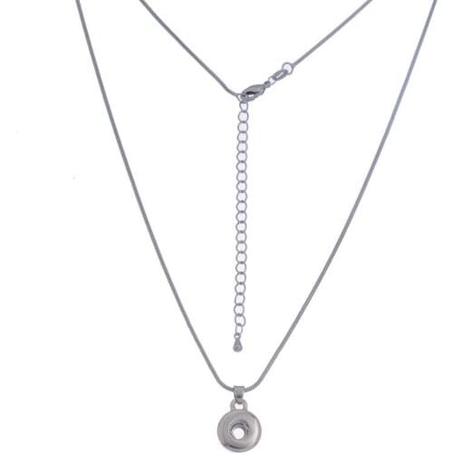 NEW Metal Snake chain Necklace 60CM round button pendant fit DIY 18MM snap buttons jewlery wholesale XL0094