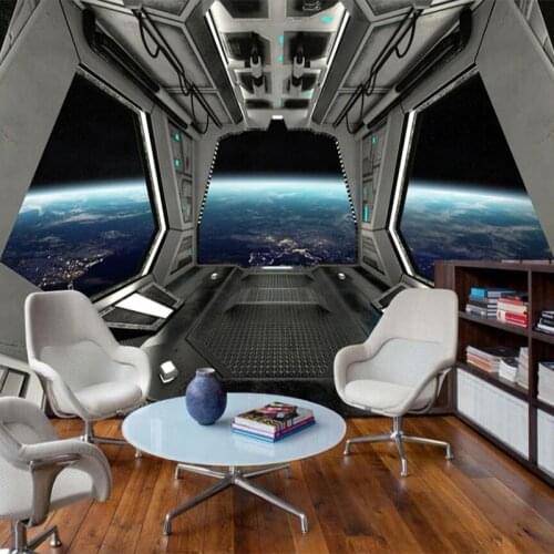 Custom Mural Wallpaper 3D Stereo Spacecraft Space Capsule Bar KTV Restaurant Background Wall Decor Creative Art Papel De Parede