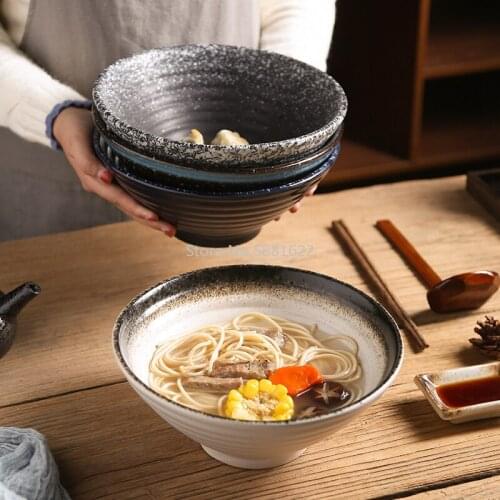 Japanese Art Retro Ceramic Ramen Bowl Commercial Tableware Simple Household Large Capacity Soup Noodle Salad Dessert Bowl 1500ml