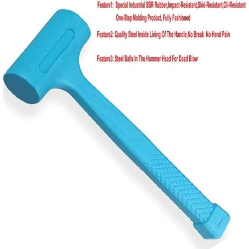 2LB(5.5X10.5X28.5MM) Whole Body Of Industrial SBR Rubber Mallet Hammer Without Rebound, Install Hammer, Dead Blow Rubber Hammer