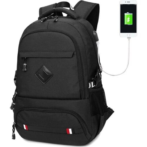 OCEHNUU Backpack Men 15.6 Inch Laptop Oxford Mens Backpacks Bagpack USB Charging School Bags For Teenagers Waterproof Black