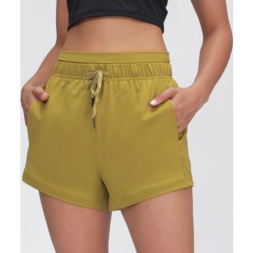 ESSENTIAL Drawstring Fitness Gym Linerless Shorts Women Soft Cotton Feel High Rise Workout Sport Shorts with Pocket 3"