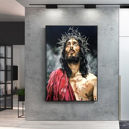 Nordic Abstract Jesus Canvas Paintings Wall Posters Prints Portrait of Jesus Modular Pictures For Living Room Home Decoration