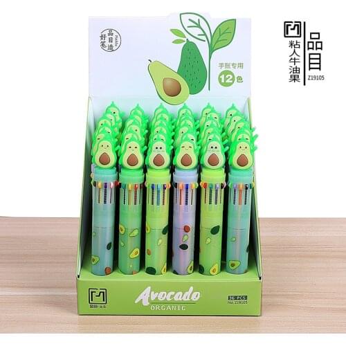 Smile Cartoon Avocado Style 12 Colors Ballpoint Pen School Office Supply Gift Stationery Papelaria Escolar