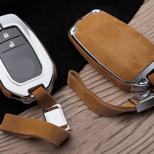 Suede Leather Car Smart Remote Key Cover Case Shell For Toyota Chr Land Cruiser 200 Avensis Auris Crown Camry Corolla Accessorie