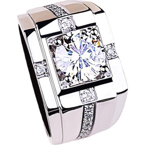 S925 Sterling Silver Mens Rings Rose Gold Jewelry Wide Big Diamond Luxury Engagement Exquisite Charm Elegant Wedding Boutique