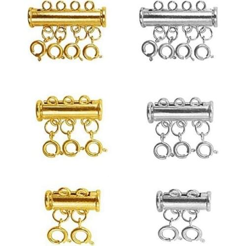 6 Pcs 3 Sizes Necklace Connector Slide Lock Clasp, Layering Necklace Bracelet Clasp for Jewelry Craft