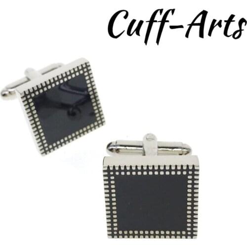 Tie Clips Cufflinks Fantastic 1 Pair Cuff Links 2018 Vintage Elegant Black Enamel Square Cufflinks For Men by Cuffarts C20071